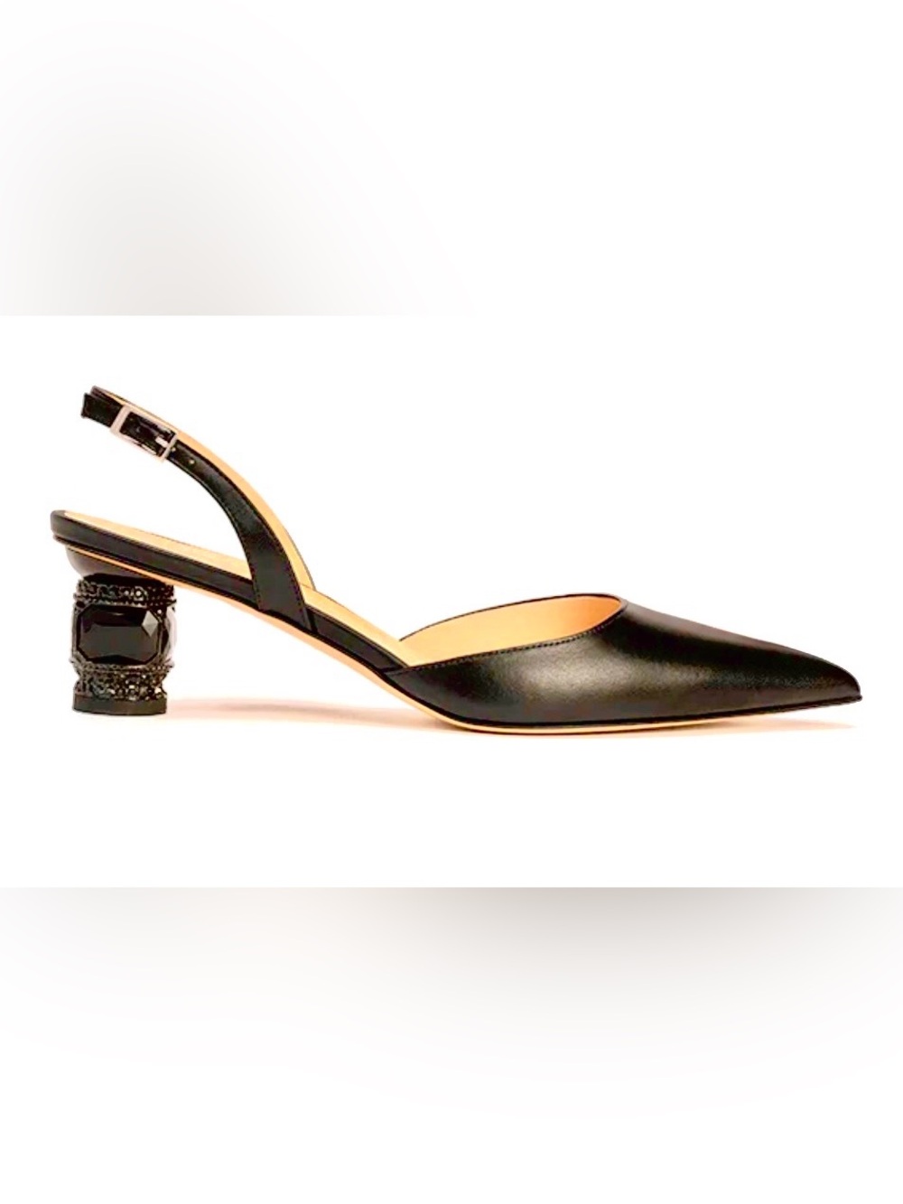 Nalebe Aurum slingback heels matte black nappa leather size 7 37